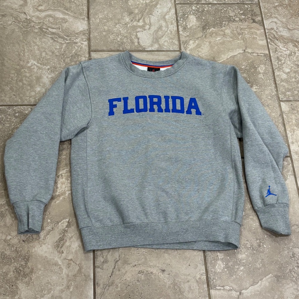 Jordan Florida Gators Crewneck Sweatshirt Gray Blue Jumpman Women Small